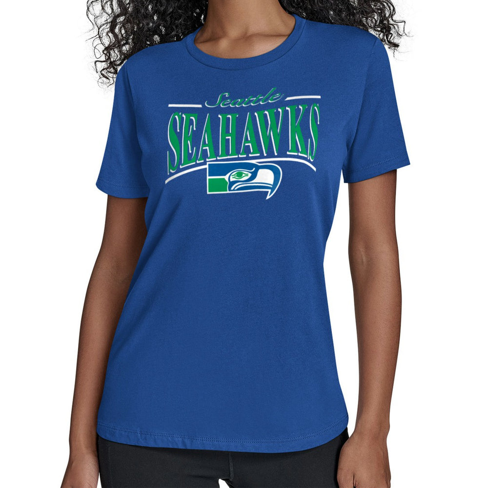 Seattle Seahawks Starter Women's Throwback Arch Stripe T-Shirt Royal - NFL