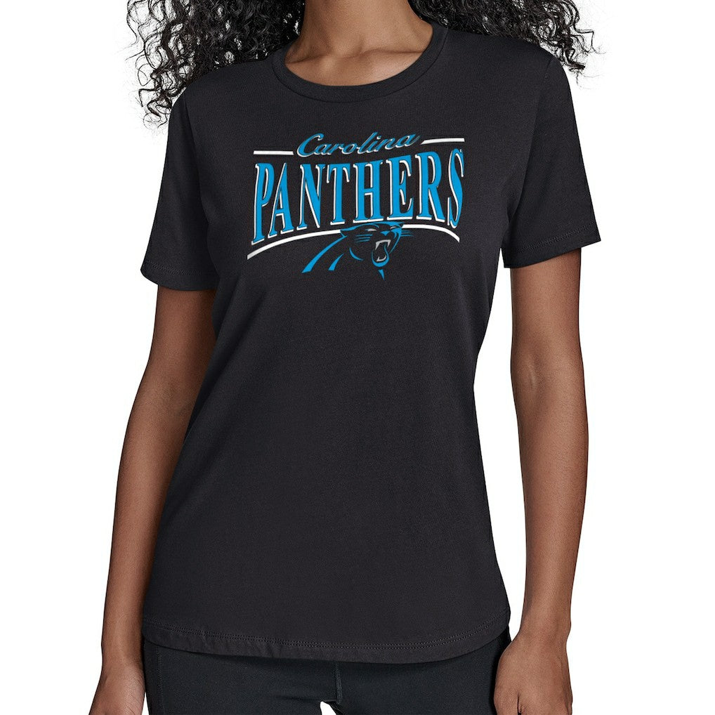 Carolina Panthers Starter Women's Arch Stripe T-Shirt Black - NFL