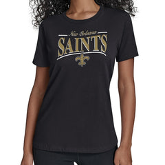 New Orleans Saints Starter Women's Arch Stripe T-Shirt Black - NFL