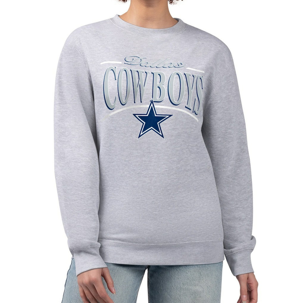 Dallas Cowboys Starter Women's Arch Stripe Fleece Pullover Sweatshirt Gray - NFL