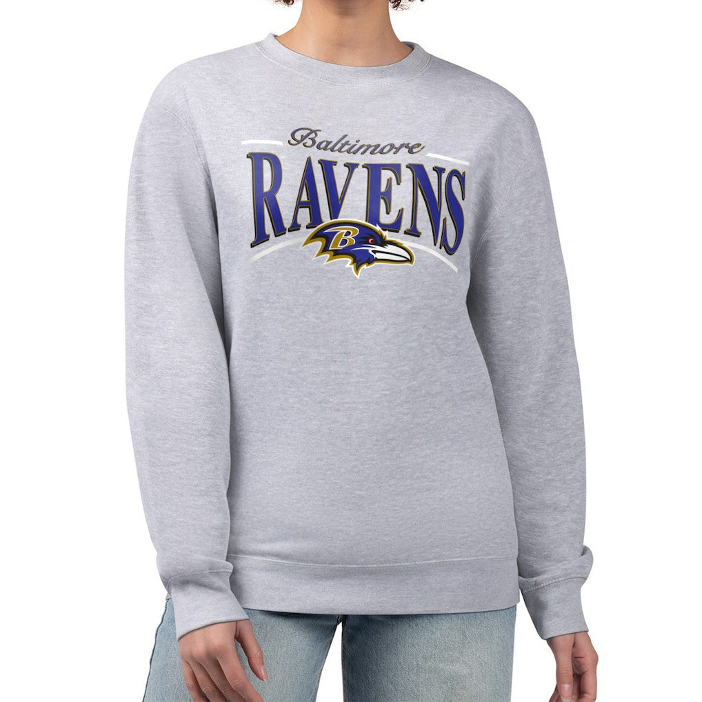 Baltimore Ravens Starter Women's Arch Stripe Fleece Pullover Sweatshirt Gray - NFL