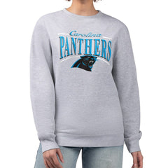 Carolina Panthers Starter Women's Arch Stripe Fleece Pullover Sweatshirt Gray - NFL