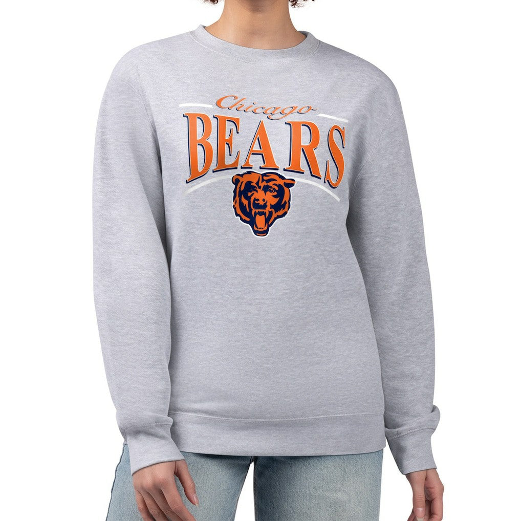 Chicago Bears Starter Women's Arch Stripe Fleece Pullover Sweatshirt Gray - NFL