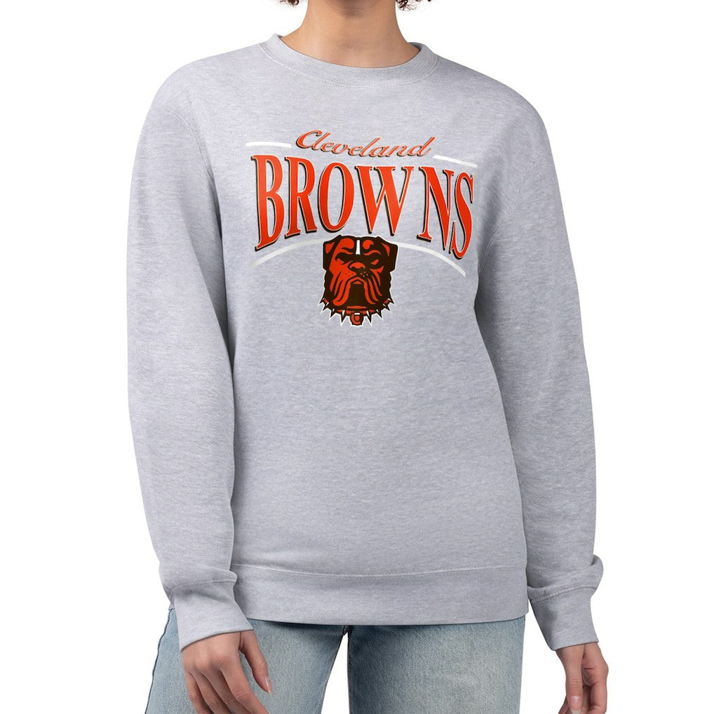 Cleveland Browns Starter Women's Arch Stripe Fleece Pullover Sweatshirt Gray - NFL