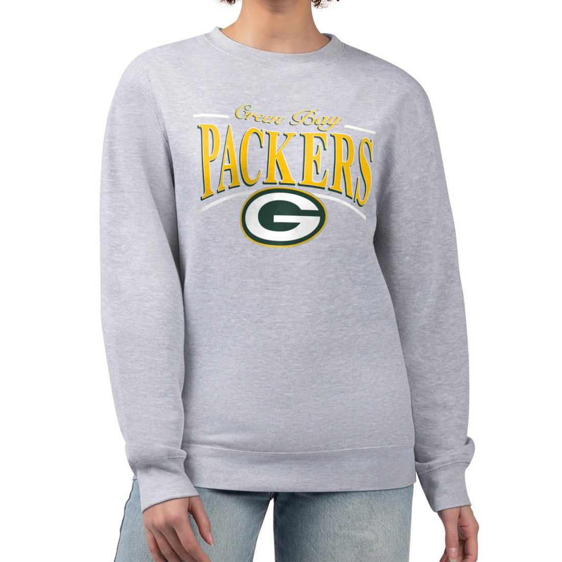 Green Bay Packers Starter Women's Arch Stripe Fleece Pullover Sweatshirt Gray - NFL