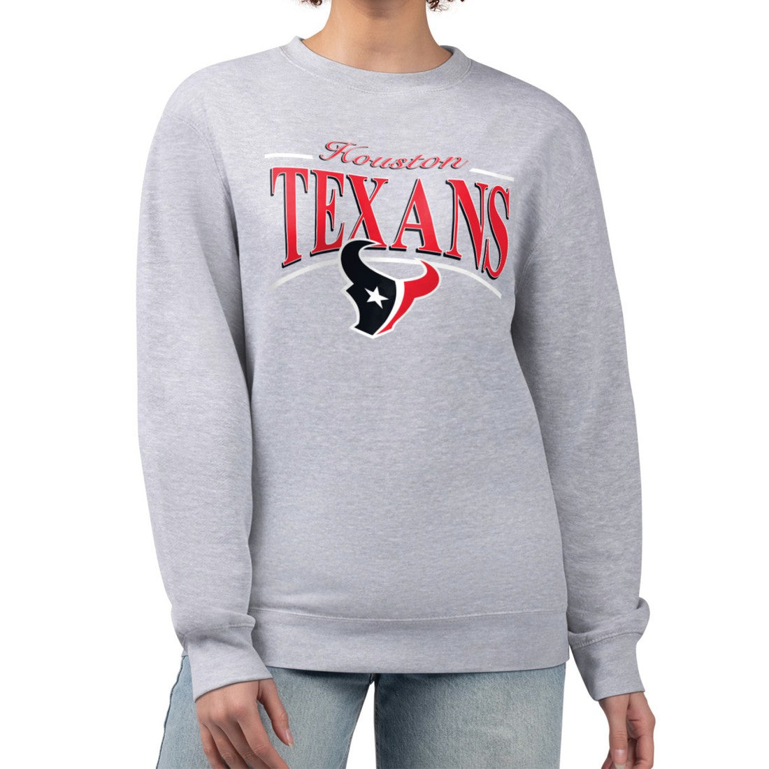 Houston Texans Starter Women's Arch Stripe Fleece Pullover Sweatshirt Gray - NFL