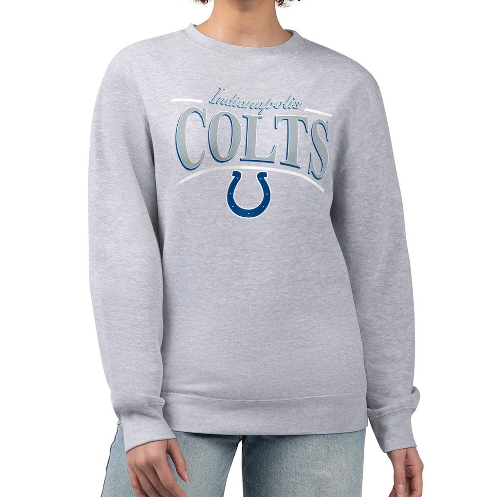 Indianapolis Colts Starter Women's Arch Stripe Fleece Pullover Sweatshirt Gray - NFL
