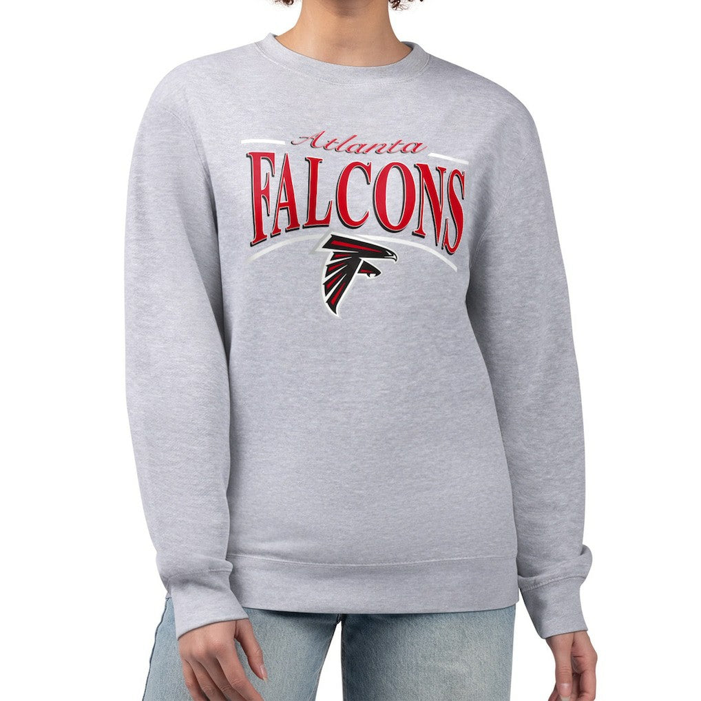 Atlanta Falcons Starter Women's Arch Stripe Fleece Pullover Sweatshirt Gray - NFL