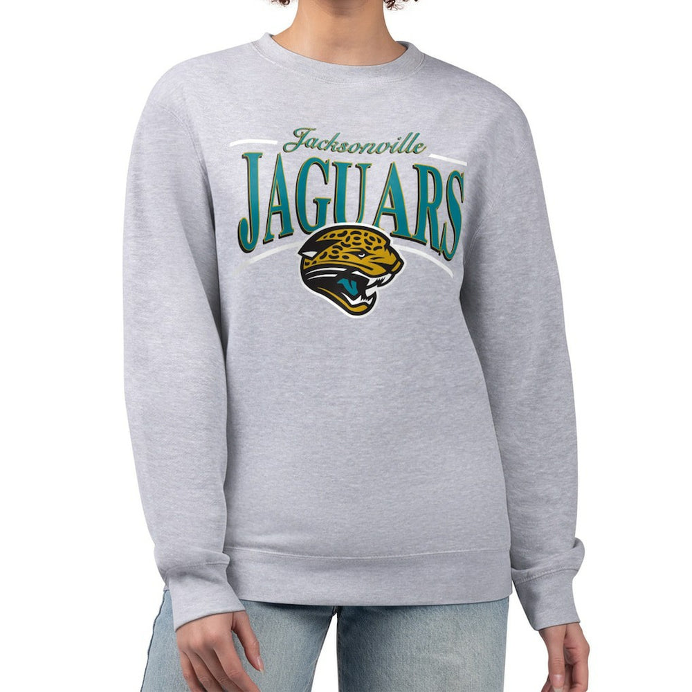 Jacksonville Jaguars Starter Women's Throwback Arch Stripe Fleece Pullover Sweatshirt Gray - NFL