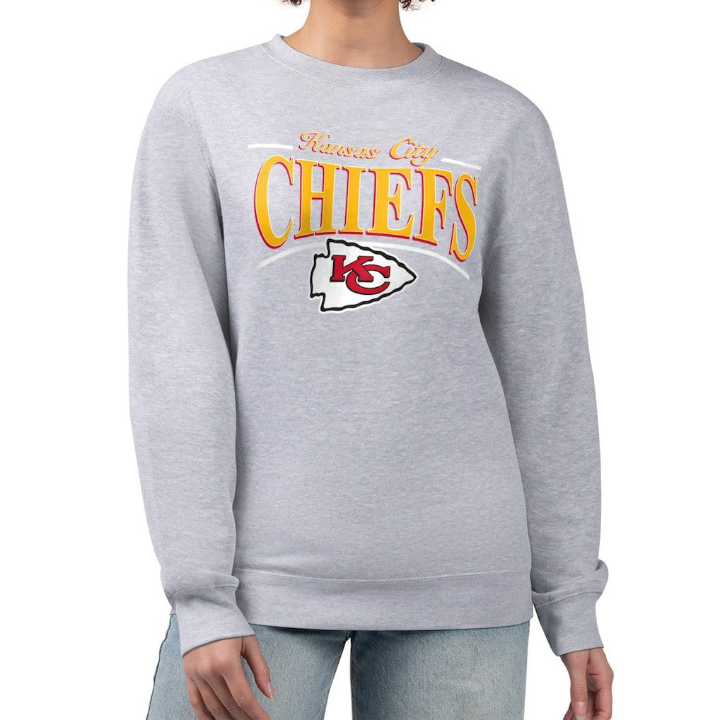 Kansas City Chiefs Starter Women's Arch Stripe Fleece Pullover Sweatshirt Gray - NFL