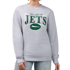 New York Jets Starter Women's Arch Stripe Fleece Pullover Sweatshirt Gray - NFL