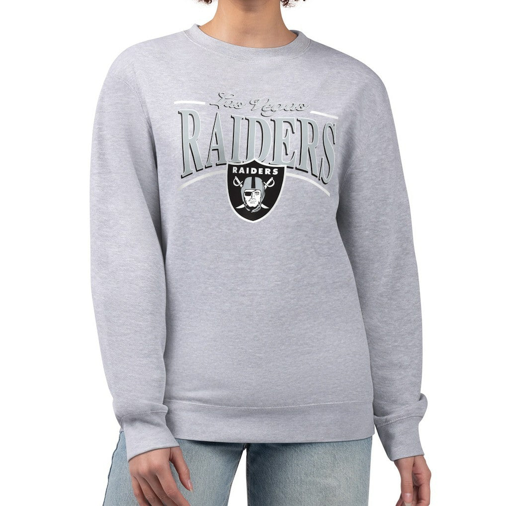 Las Vegas Raiders Starter Women's Arch Stripe Fleece Pullover Sweatshirt Gray - NFL