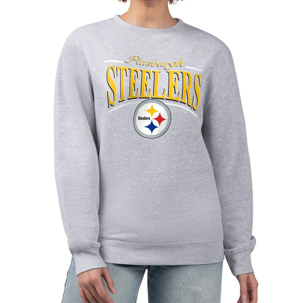 Pittsburgh Steelers Starter Women's Arch Stripe Fleece Pullover Sweatshirt Gray - NFL