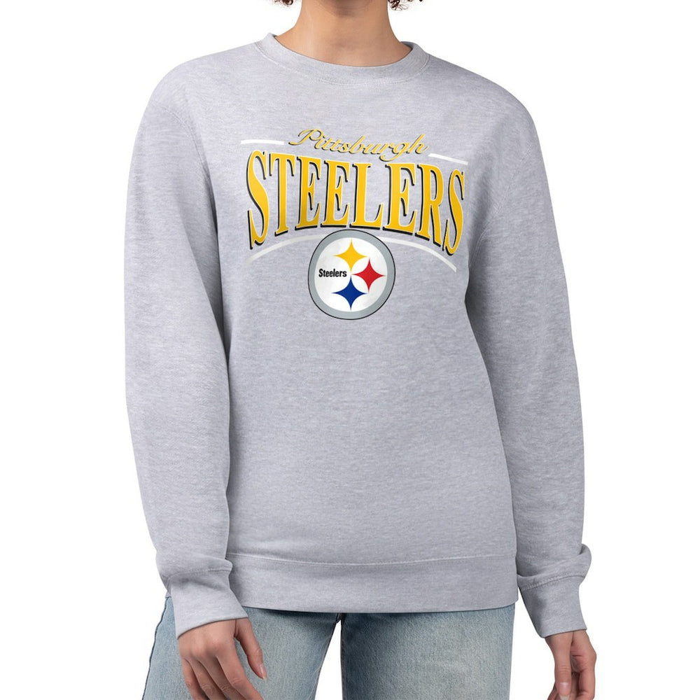 Pittsburgh Steelers Starter Women's Arch Stripe Fleece Pullover Sweatshirt Gray - NFL