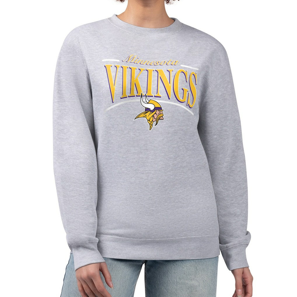 Minnesota Vikings Starter Women's Arch Stripe Fleece Pullover Sweatshirt Gray - NFL