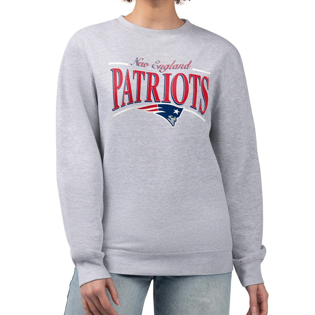 New England Patriots Starter Women's Arch Stripe Fleece Pullover Sweatshirt Gray - NFL