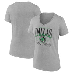 Dallas Stars - Women's Retro Script V-Neck T-Shirt Gray