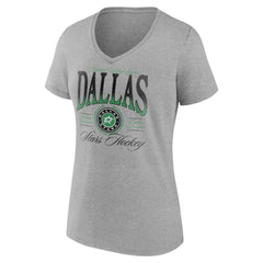 Dallas Stars - Women's Retro Script V-Neck T-Shirt Gray