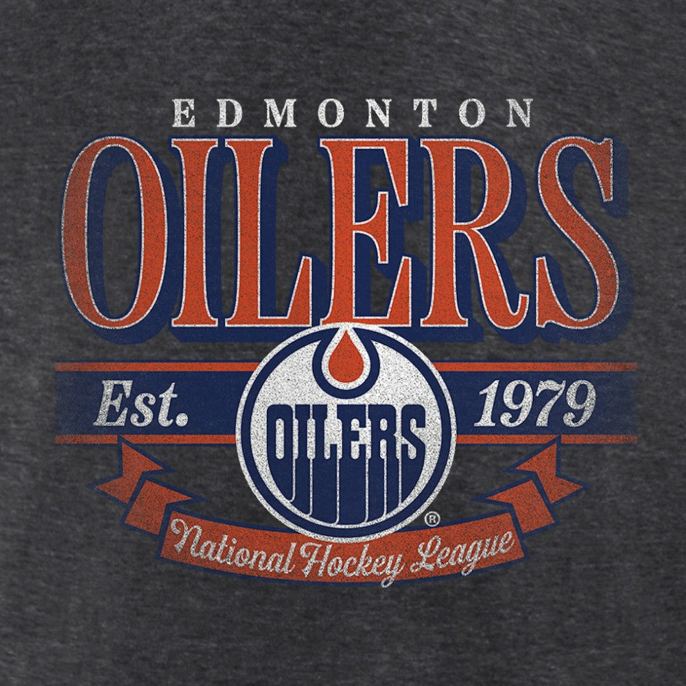 Edmonton Oilers - Women's Retro Banner V-Neck T-Shirt Charcoal