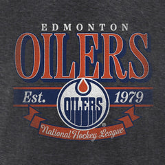 Edmonton Oilers - Women's Retro Banner V-Neck T-Shirt Charcoal