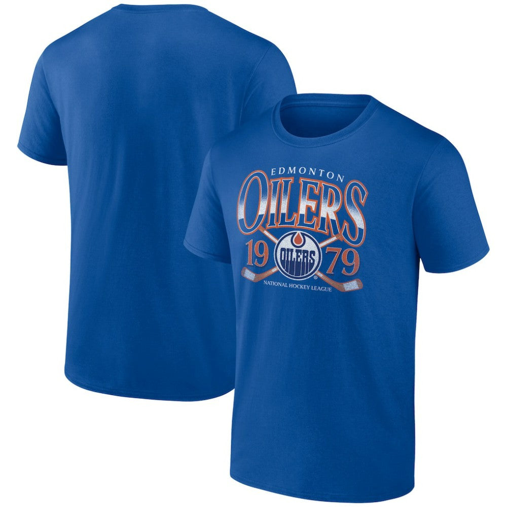 Edmonton Oilers - Retro Cross Sticks T-Shirt Royal