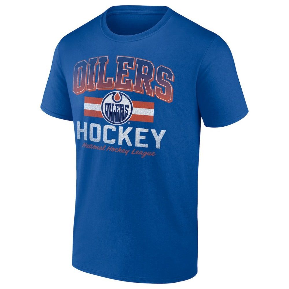Edmonton Oilers - Retro Stripe T-Shirt Royal