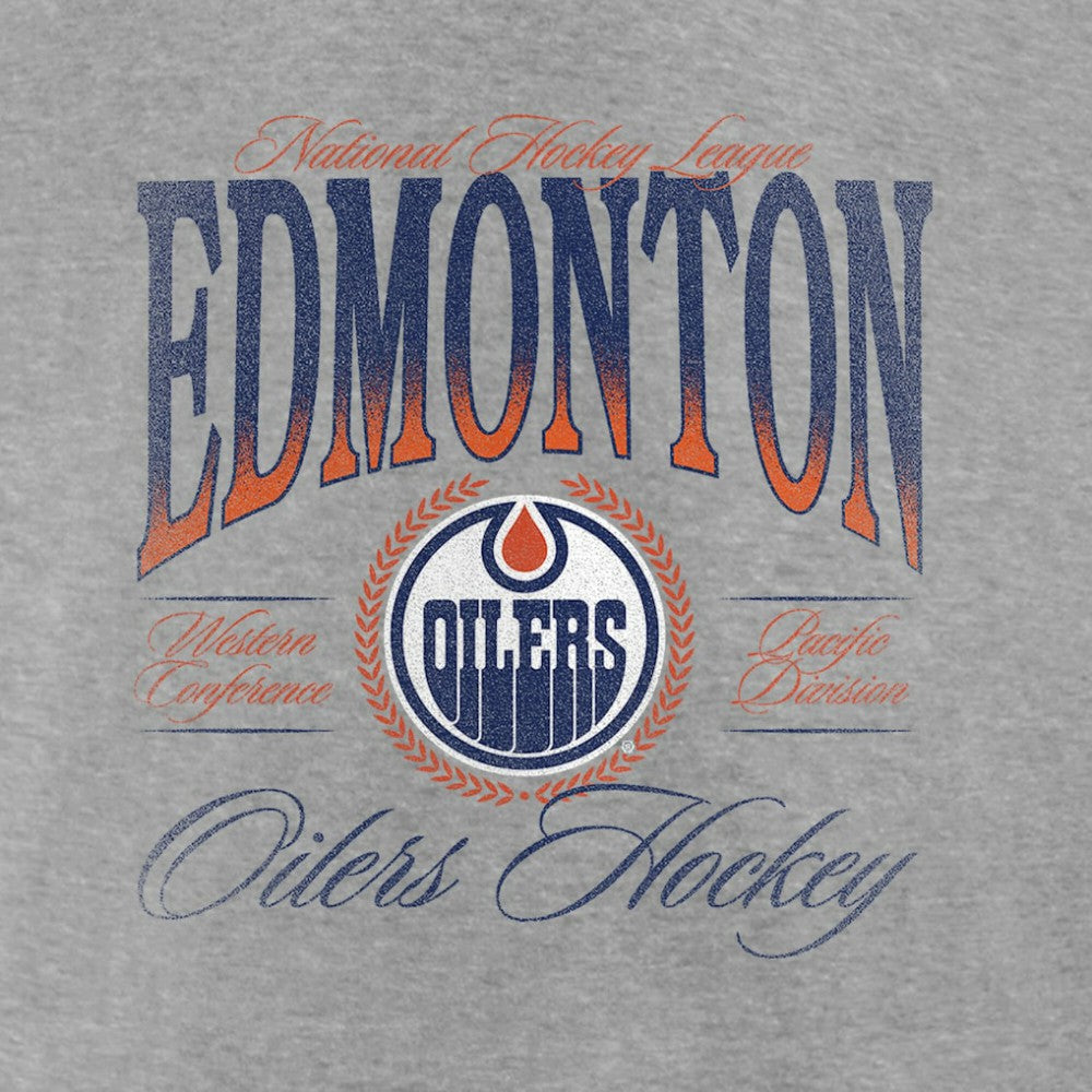 Edmonton Oilers - Women's Retro Script V-Neck T-Shirt Gray