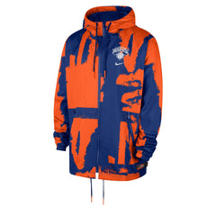Nike - New York Knicks Courtside Club Premium Woven Full-Zip Hooded Jacket - Blue/Orange