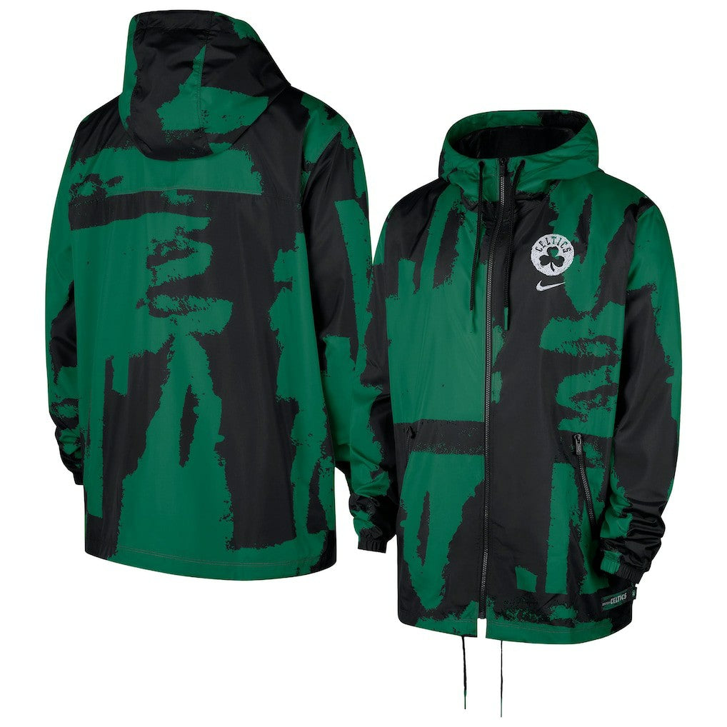 Nike - Boston Celtics Courtside Club Premium Woven Full-Zip Hooded Jacket - Black/Kelly Green