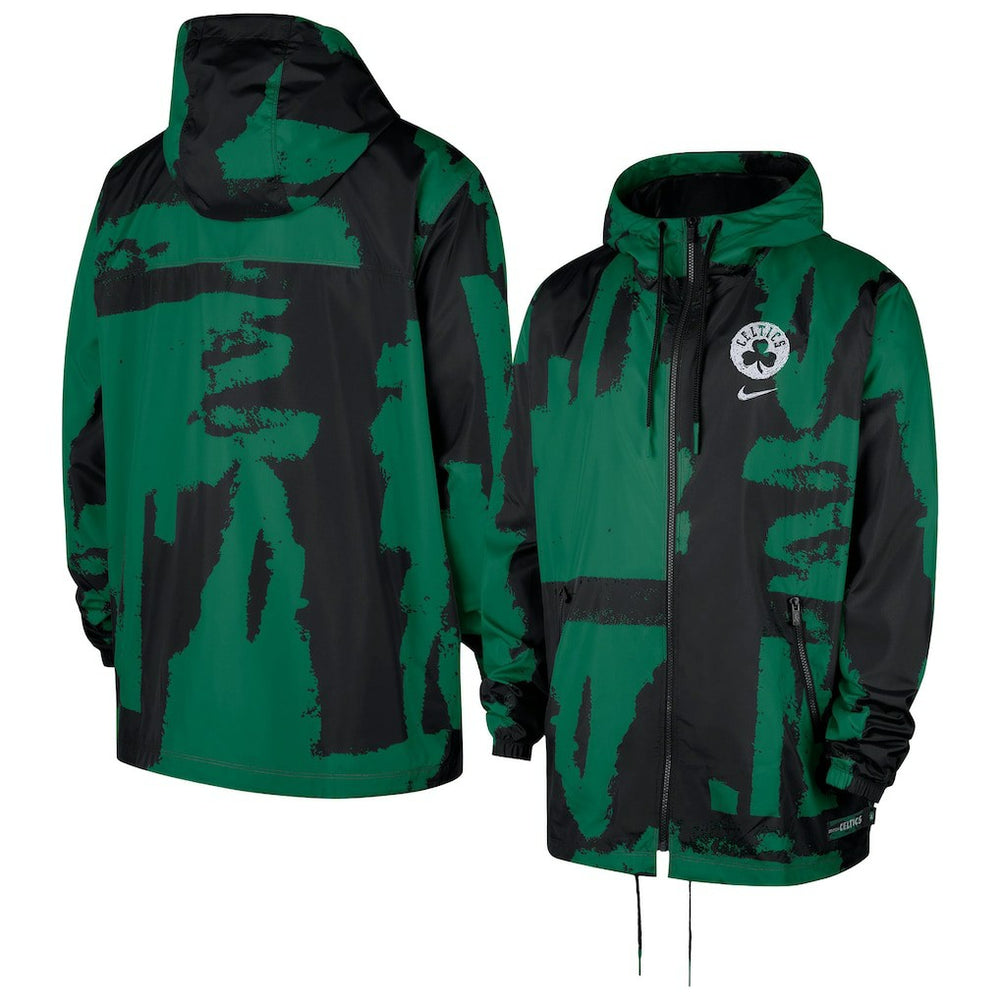 Nike - Boston Celtics Courtside Club Premium Woven Full-Zip Hooded Jacket - Black/Kelly Green