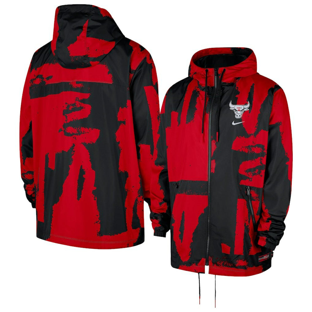 Nike - Chicago Bulls Courtside Club Premium Woven Full-Zip Hooded Jacket - Black/Red