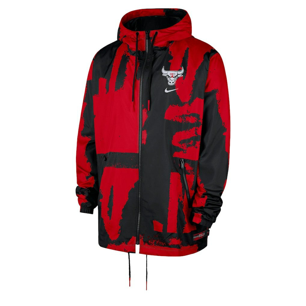 Nike - Chicago Bulls Courtside Club Premium Woven Full-Zip Hooded Jacket - Black/Red