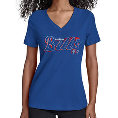 Buffalo Bills Starter Women's Groovy Script V-Neck T-Shirt Royal - NFL