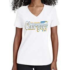 Los Angeles Chargers Starter Women's Groovy Script V-Neck T-Shirt White - NFL