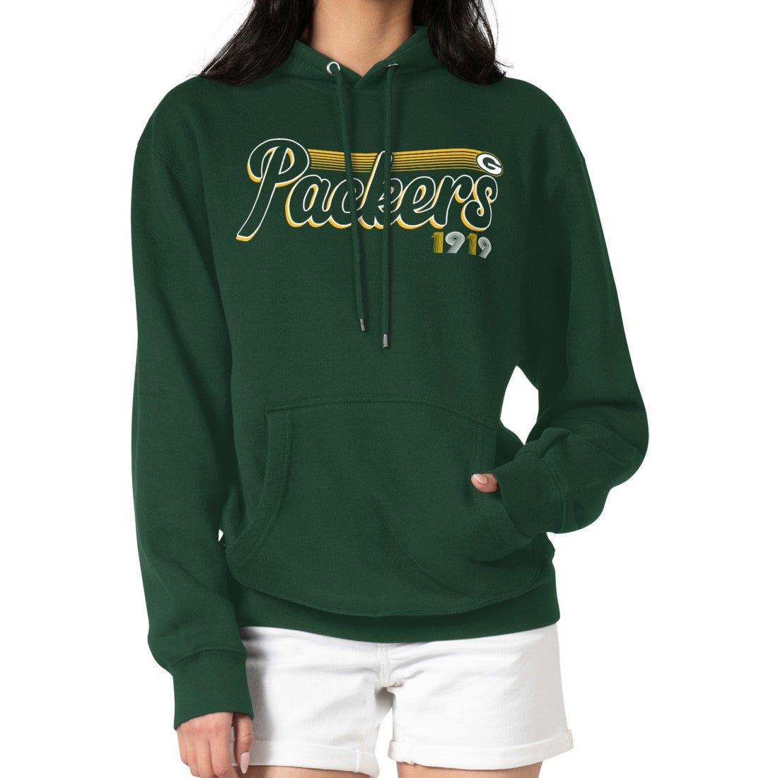 Green Bay Packers Starter Women's Groovy Script Pullover Hoodie Green - NFL