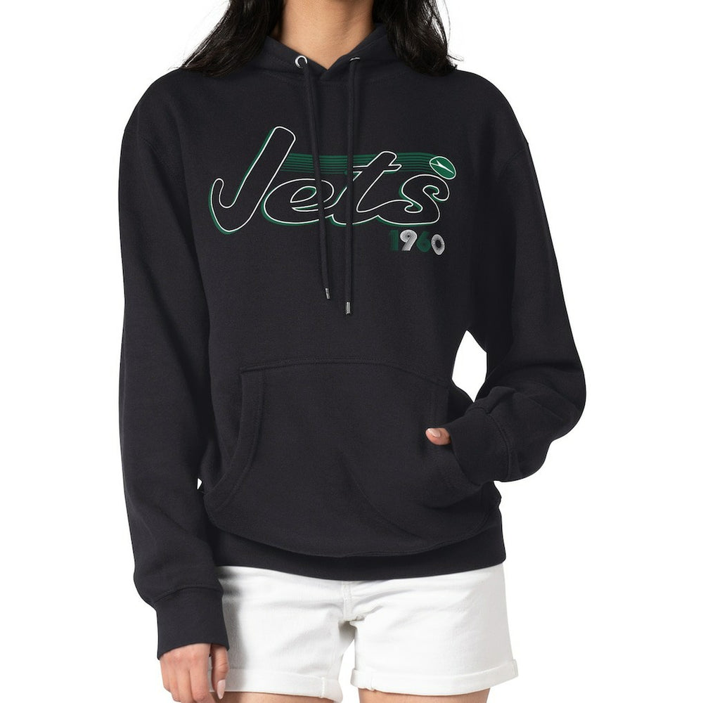 New York Jets Starter Women's Groovy Script Pullover Hoodie Black - NFL