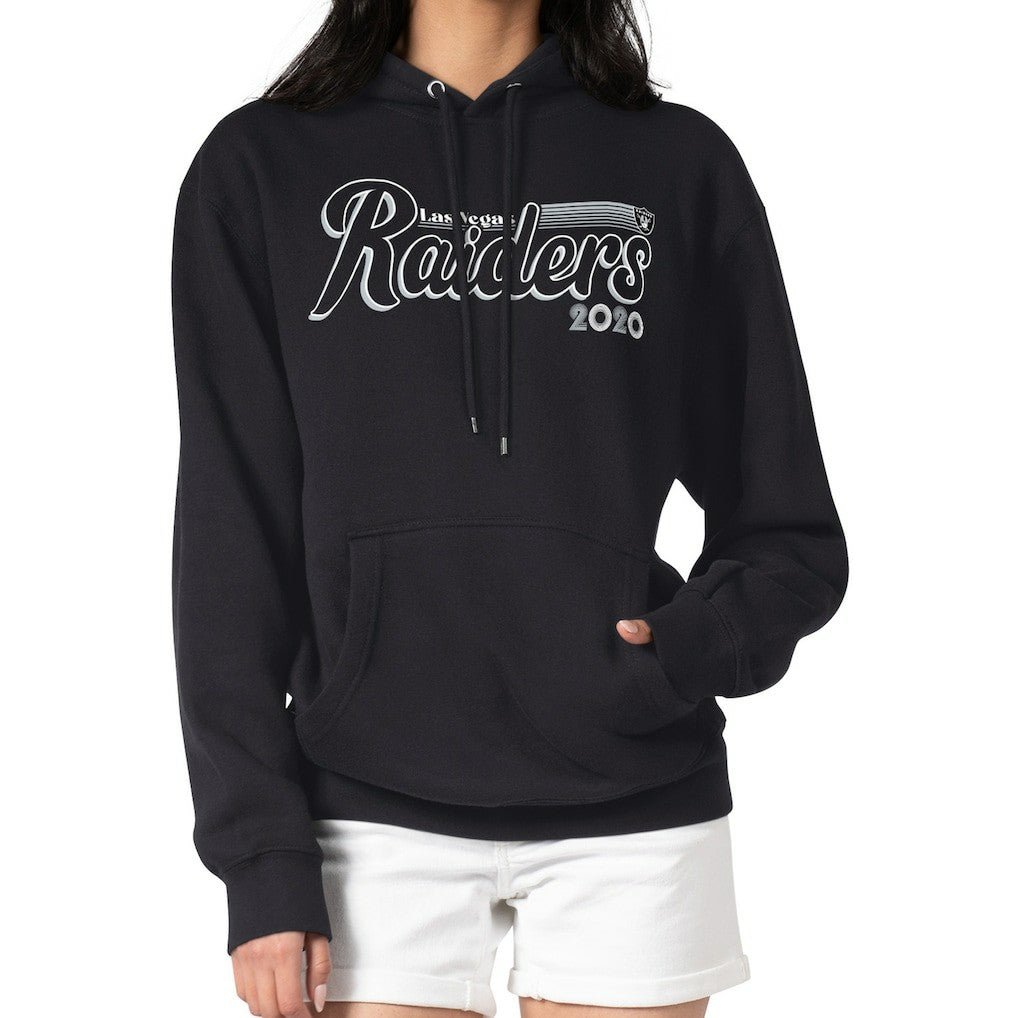 Las Vegas Raiders Starter Women's Groovy Script Pullover Hoodie Black - NFL