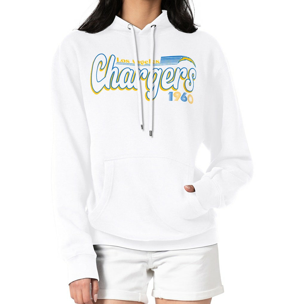 Los Angeles Chargers Starter Women's Groovy Script Pullover Hoodie White - NFL