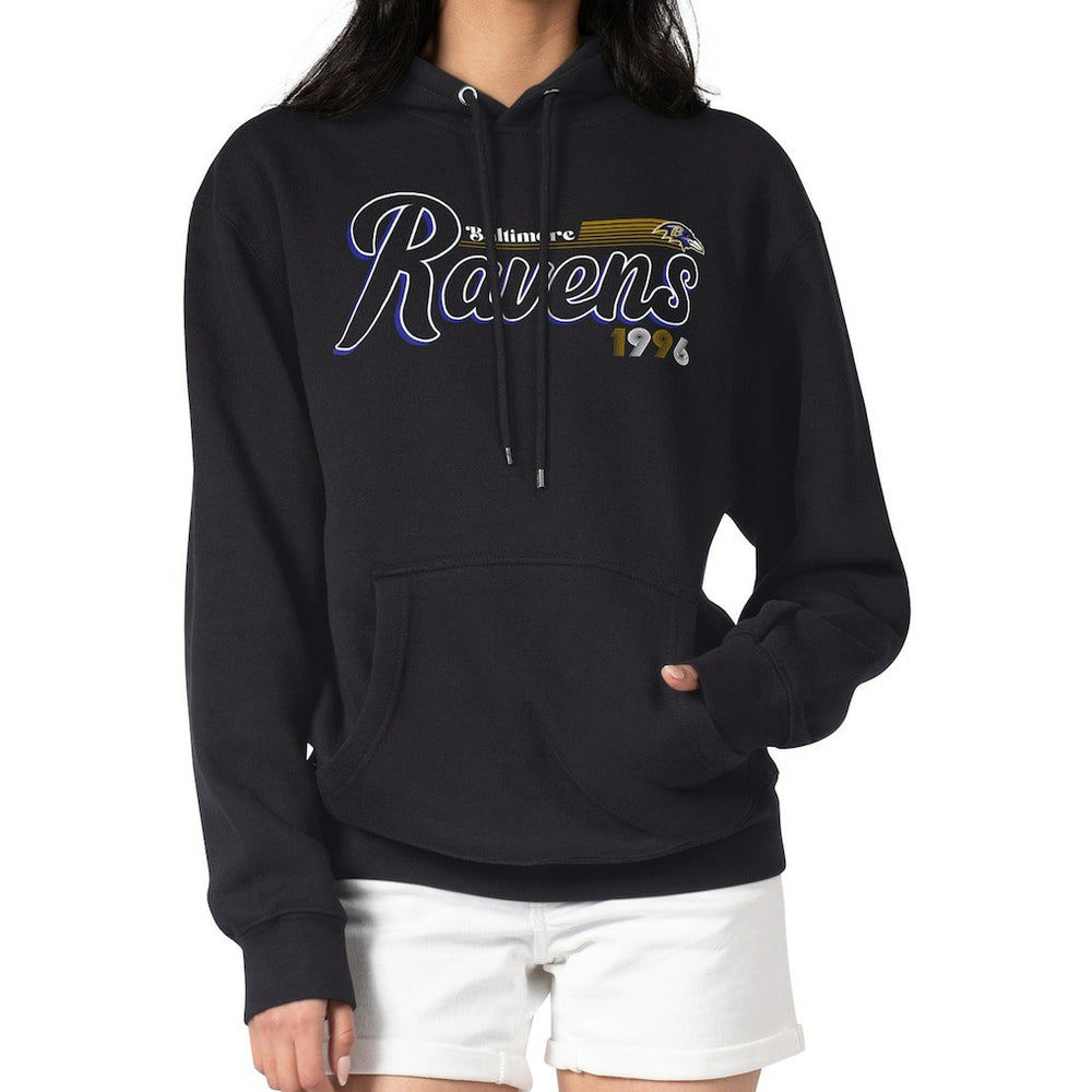 Baltimore Ravens Starter Women's Groovy Script Pullover Hoodie Black - NFL