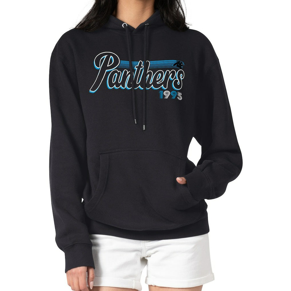 Carolina Panthers Starter Women's Groovy Script Pullover Hoodie Black - NFL