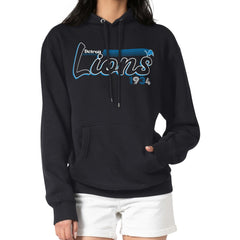 Detroit Lions Starter Women's Groovy Script Pullover Hoodie Black - NFL