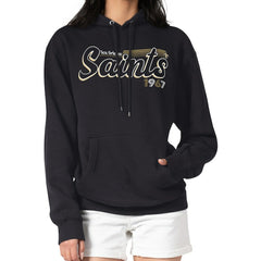 New Orleans Saints Starter Women's Groovy Script Pullover Hoodie Black - NFL
