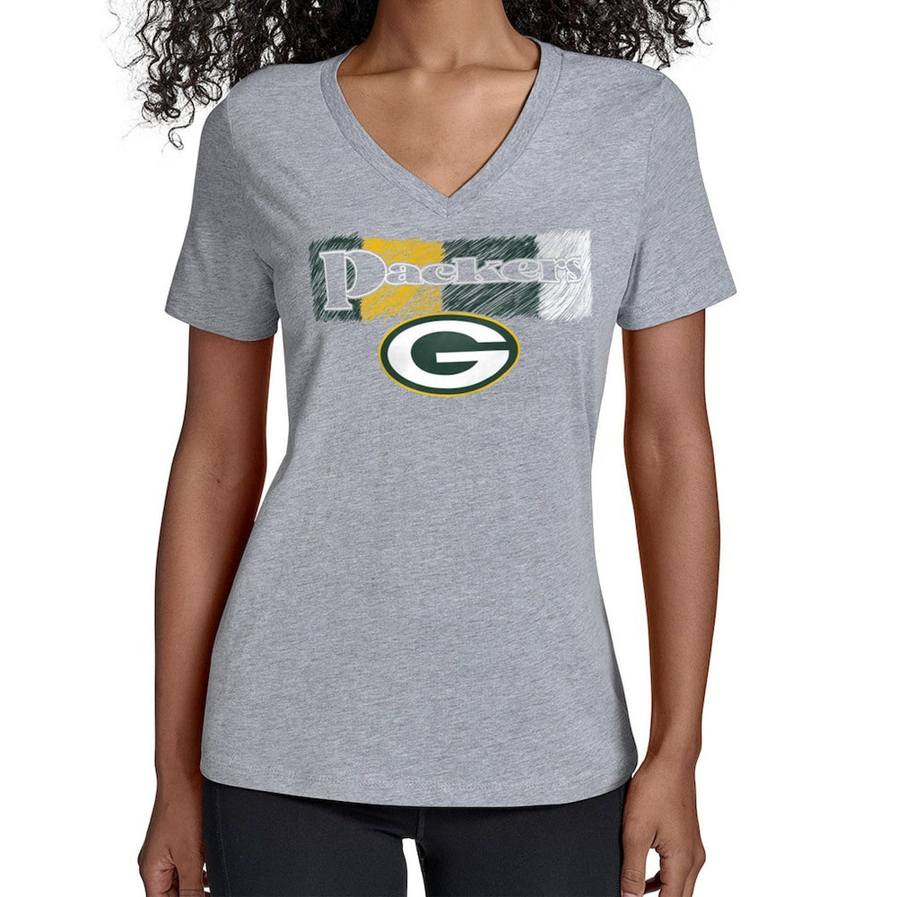 Green Bay Packers Starter Women's Color Shading V-Neck T-Shirt Gray - NFL