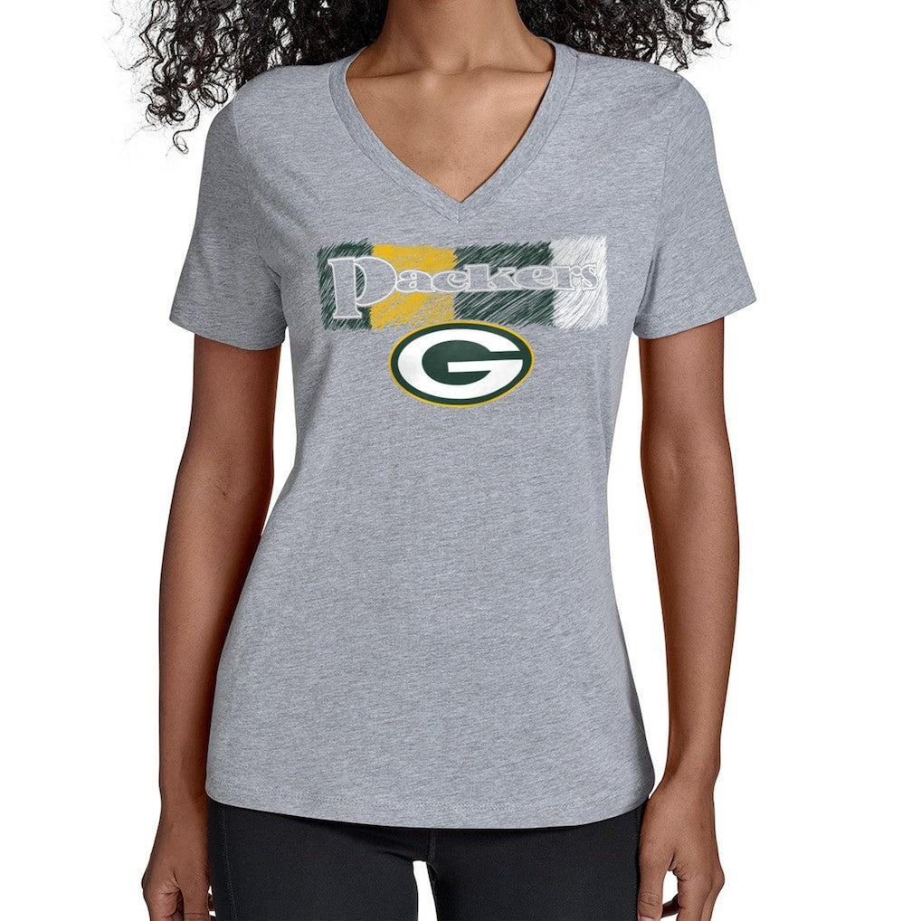 Green Bay Packers Starter Women's Color Shading V-Neck T-Shirt Gray - NFL