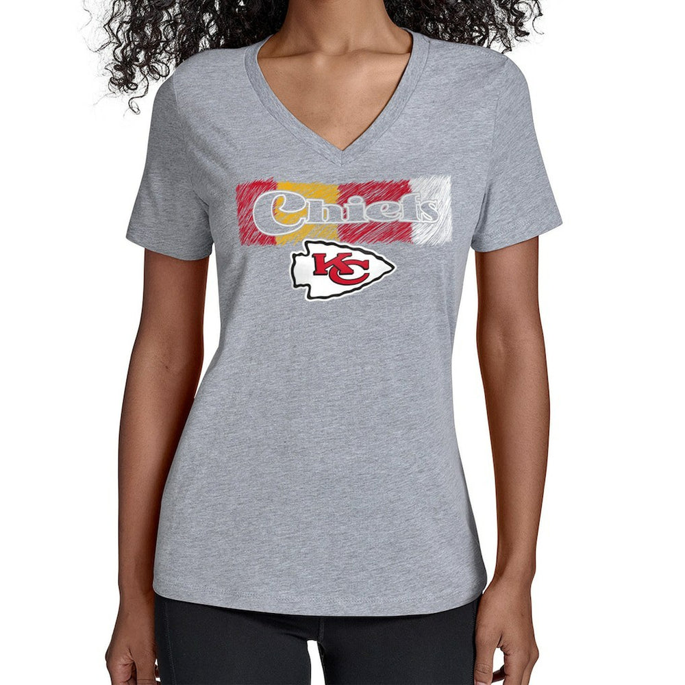 Kansas City Chiefs Starter Women's Color Shading V-Neck T-Shirt Gray - NFL