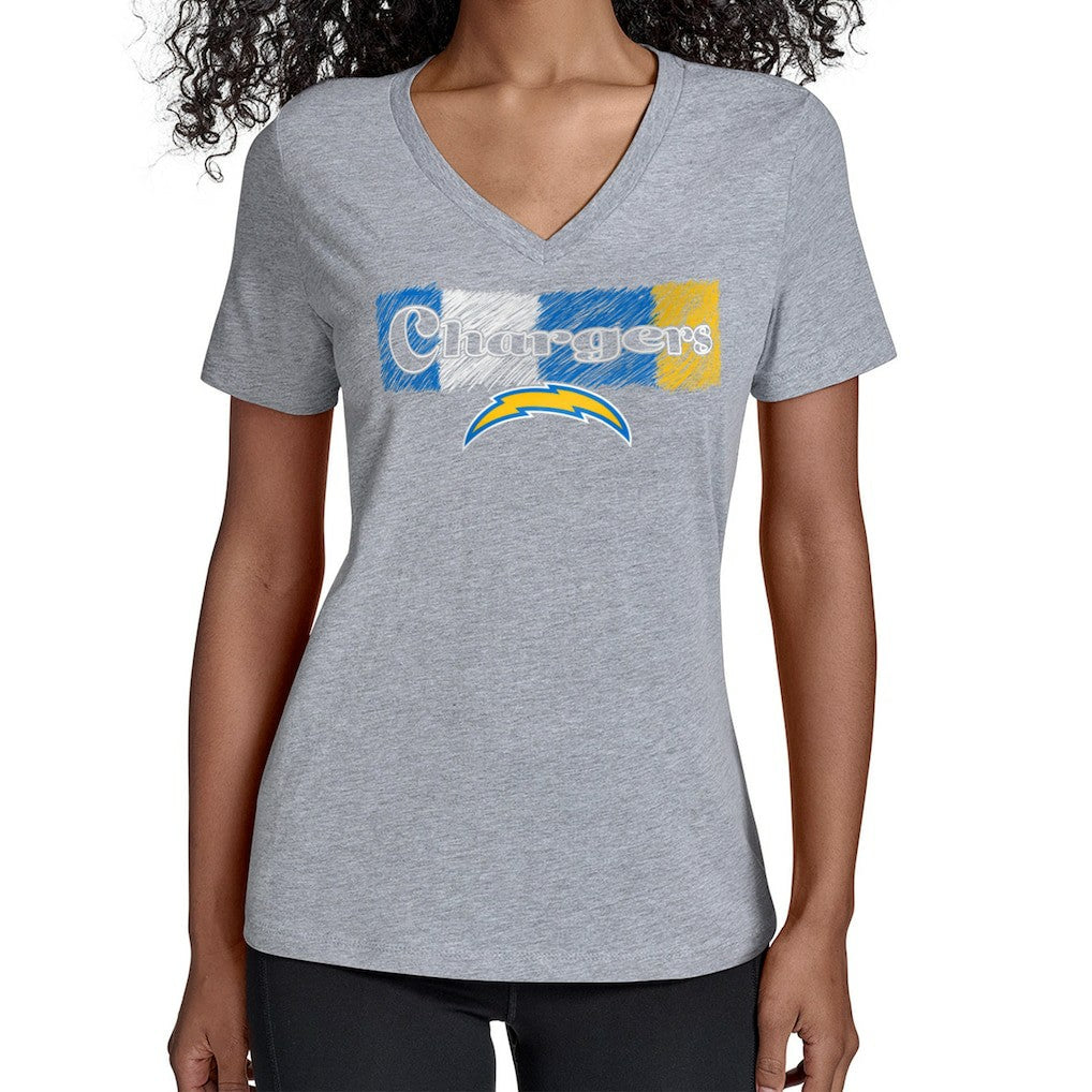 Los Angeles Chargers Starter Women's Color Shading V-Neck T-Shirt Gray - NFL
