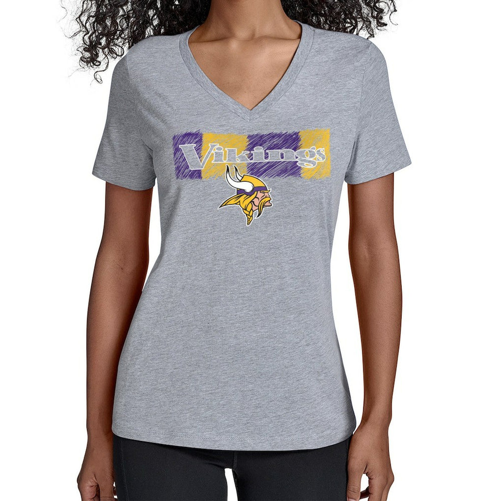Minnesota Vikings Starter Women's Color Shading V-Neck T-Shirt Gray - NFL