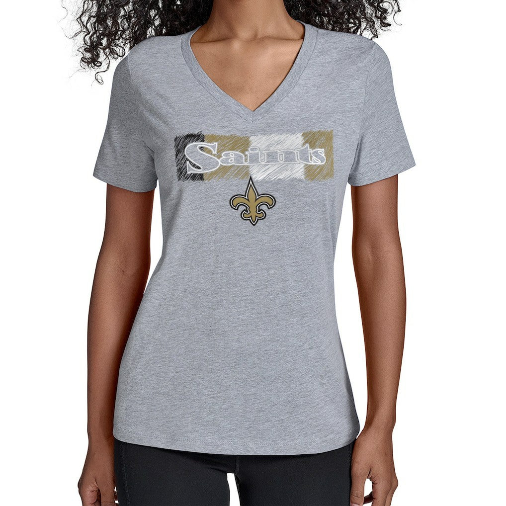 New Orleans Saints Starter Women's Color Shading V-Neck T-Shirt Gray - NFL