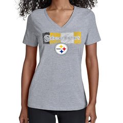 Pittsburgh Steelers Starter Women's Color Shading V-Neck T-Shirt Gray - NFL