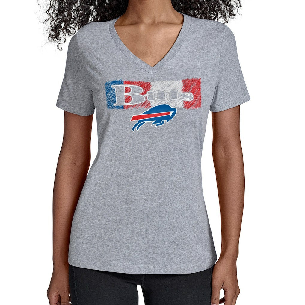 Buffalo Bills Starter Women's Color Shading V-Neck T-Shirt Gray - NFL